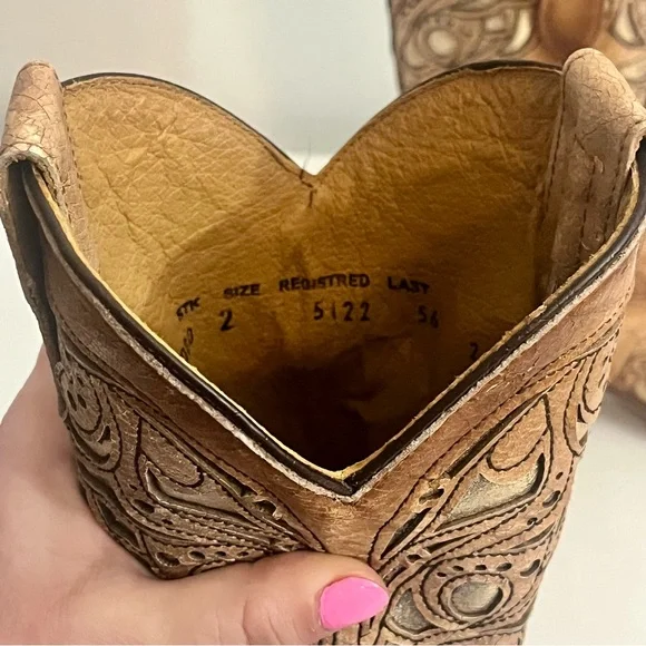 Corral Teens Leather Western Boots Size 2 - Picture 12 of 13